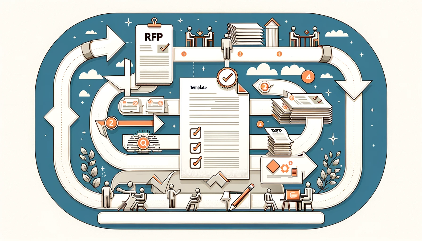 Graphic showing a process using templates